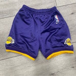 Nike Kids Purple and Yellow Lakers Shorts